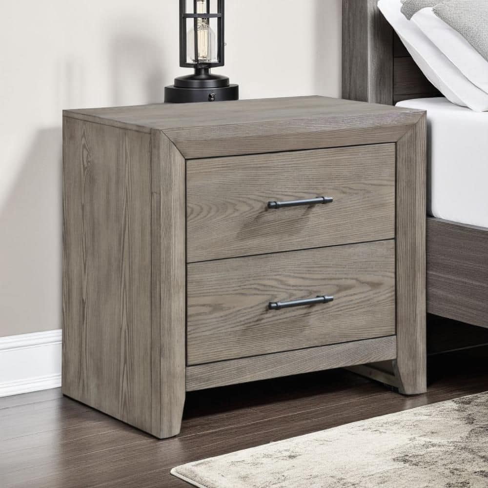 Laso Gray and Black 2 Drawer 17 in W Nightstand