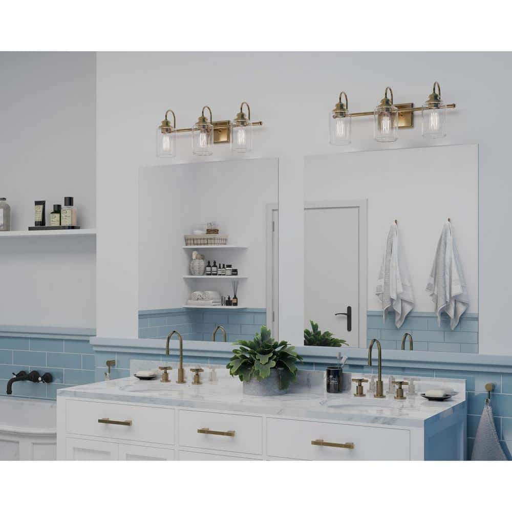 Aiken 3-Light Vintage Brass Clear Glass Farmhouse Bath Vanity Light price history on PriceWatchPro