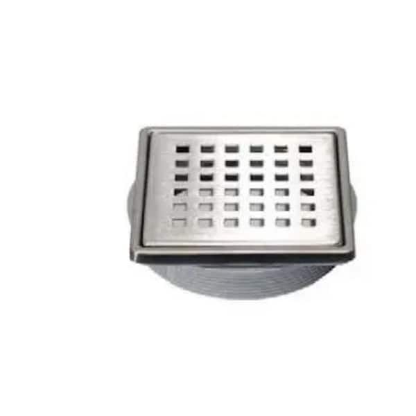 DURAL Tilux Square 4 in. W  x 4 in. L Drain Cover Stainless Steel Hi-Gloss Brushed Chrome for Shower Kit PVC Flange