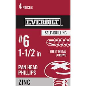 #6 x 1-1/2 in. Phillips Pan Head Zinc Plated Sheet Metal Screw (4-Pack)