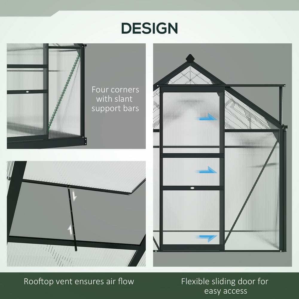Large Black Aluminum Frame Walk-In Greenhouse