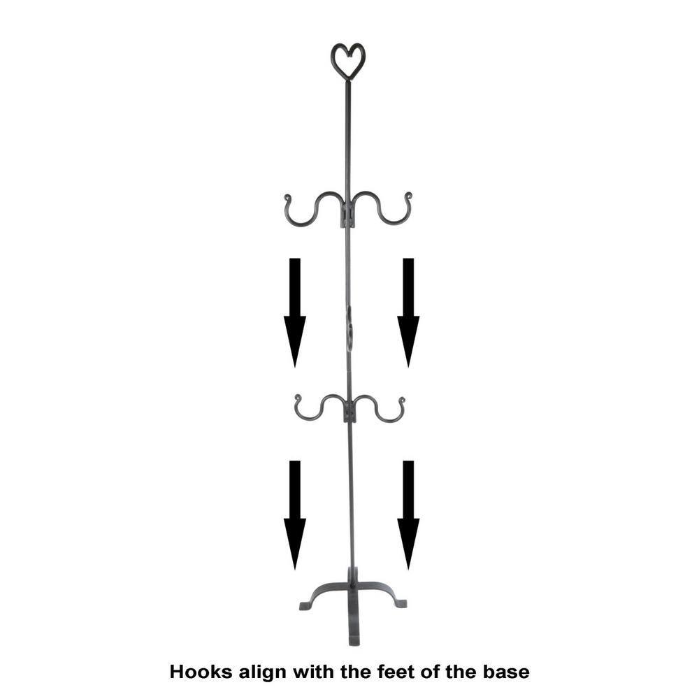 Black Wrought Iron Freestanding Christmas Stocking Holder with Hooks