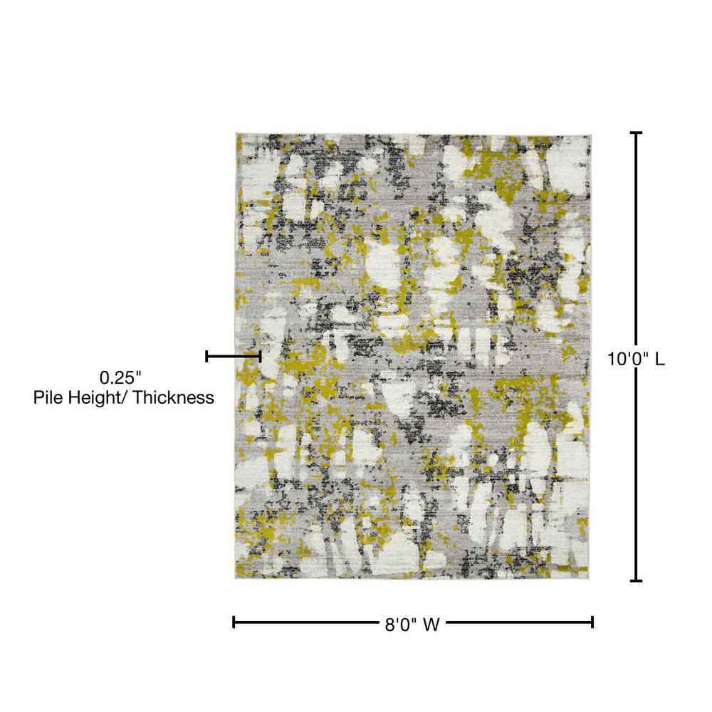 Reversible Grey/Green Abstract Synthetic 8' x 10' Area Rug