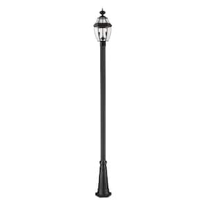 Westover 2-Light Black 112.25 in. Aluminum Hardwired Outdoor Weather Resistant Post Light Set with No Bulb Included