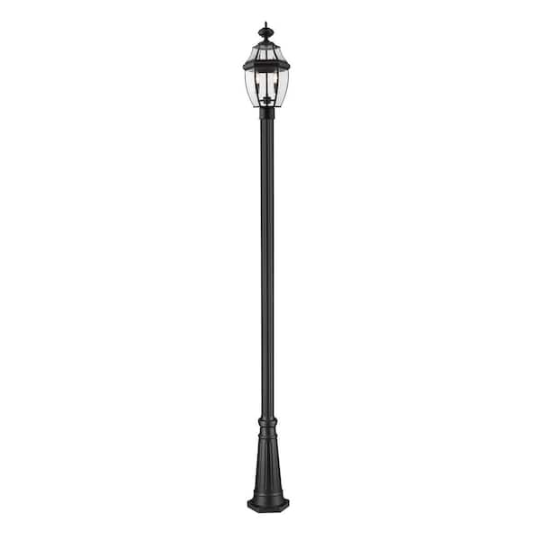Portland 1-Light Black 112.25 in. Aluminum Hardwired Outdoor