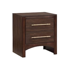 Barthonelle 2-Drawer Walnut Nightstand (25 in. H x 23 in. W x 17 in. D)