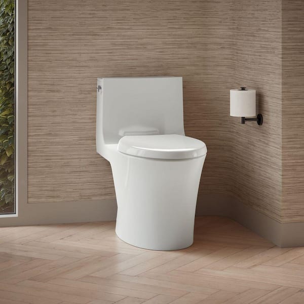 Veil 12 in. 1-Piece 0.8/1.28 GPF Dual Flush Elongated Toilet in White Seat Included