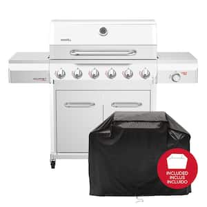 Gourmet Pro 6-Burner Stainless Steel Propane Gas Grill with Searing Side Burner and PVC Cover Bundle