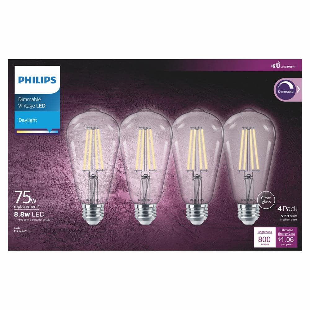 Philips 75-Watt Clear Daylight Dimmable Vintage LED Light Bulb