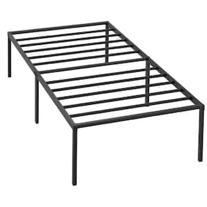 Nyla Black Metal Frame Twin Platform Bed with Steel Slats