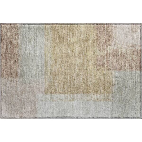 Mayfield Premium Machine Washable Abstract AMF2341 Gold 2 ft. x 3 ft. Accent Rug