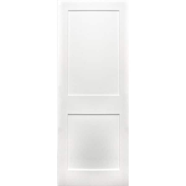 Pacific Entries Shaker 24 in. x 80 in. 2-Panel Primed Pine Wood White Primed Craftsman Interior Door Slab