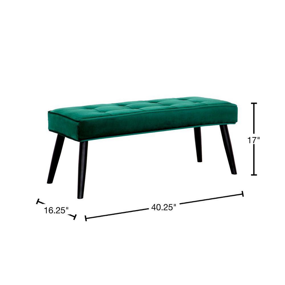 Kipp Black Velvet Upholstered Button Tufted Bench Ottoman