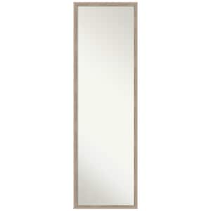 Hardwood Wedge Whitewash 15.25 in. x 49.25 in. Modern Rectangle Full Length Framed On the Door Mirror