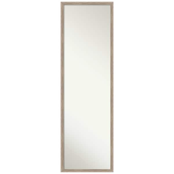 Amanti Art Hardwood Wedge Whitewash 15.25 in. x 49.25 in. Modern Rectangle Full Length Framed On the Door Mirror