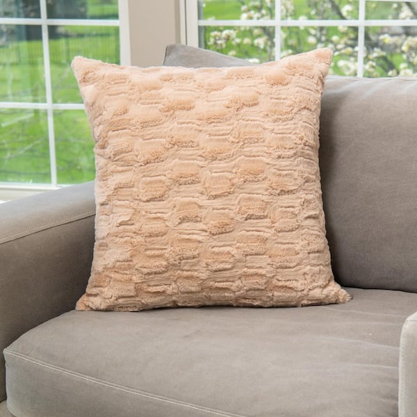 HGTV Art Deco Brushed Faux Fur Pillow Nomadic Desert 22 in. x 22 in.