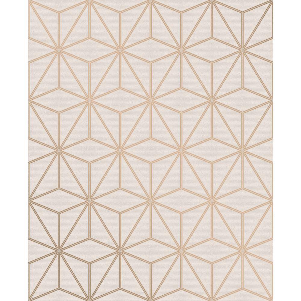 Rose Gold Geometric Vinyl Wallpaper, 20.5-in by 33-ft