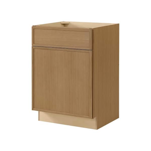 Leyton 24 in. W x 21 in. D x 34.5 in. H Ready to Assemble Plywood Slim Shaker Bath Sink Base Cabinet in White Oak