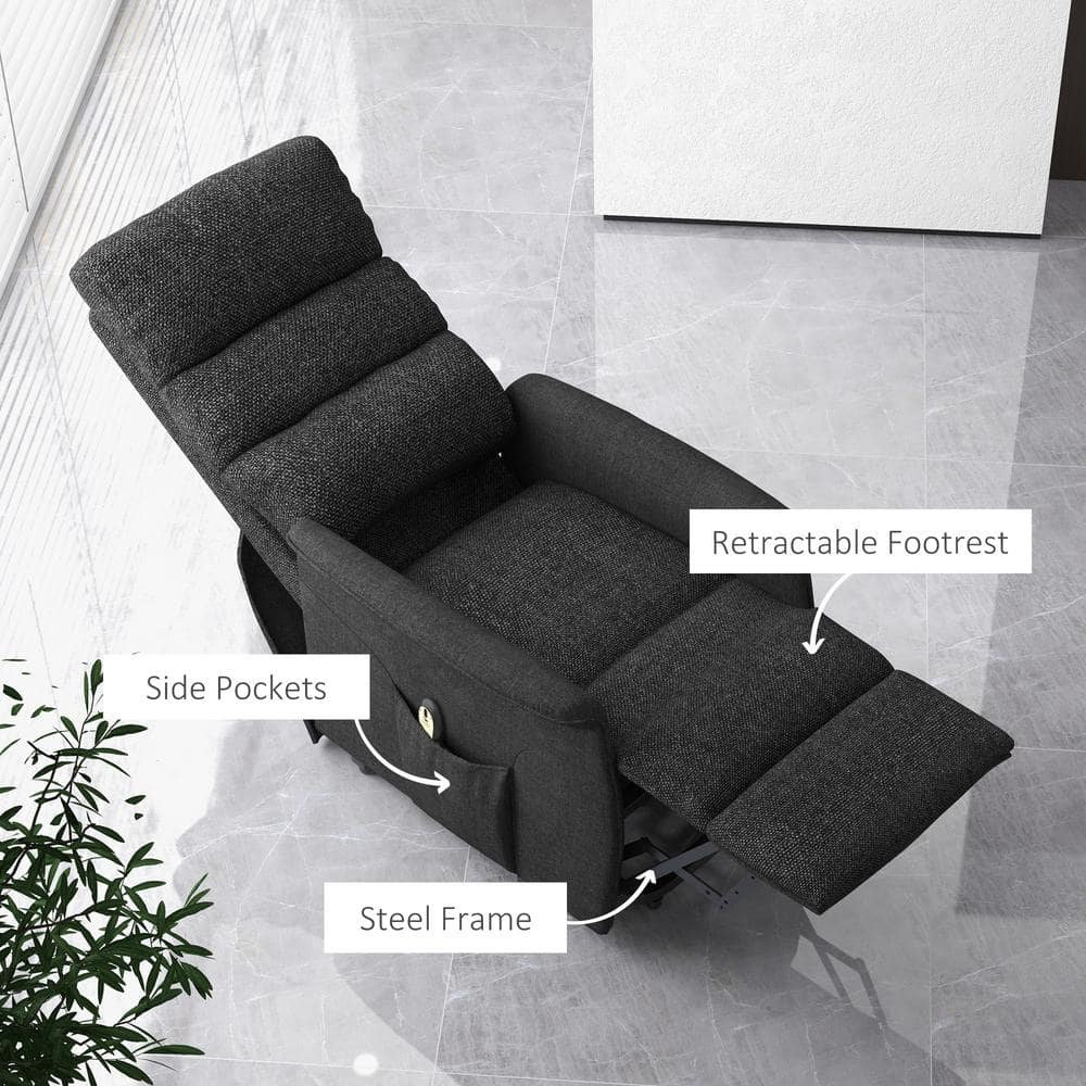 Black Metal Electric Lift Recliner with Remote Control