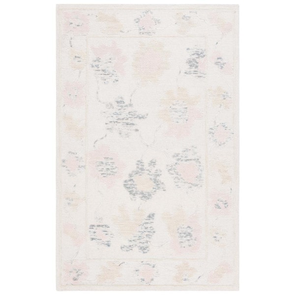 SAFAVIEH Abstract Ivory/Beige 8 ft. x 10 ft. Border Distressed Floral Area Rug