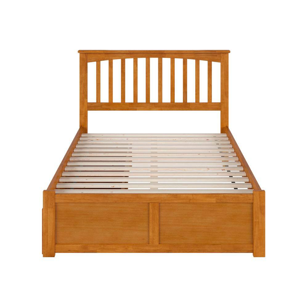 Light Toffee Full Wood Platform Bed with Storage Drawers and Headboard