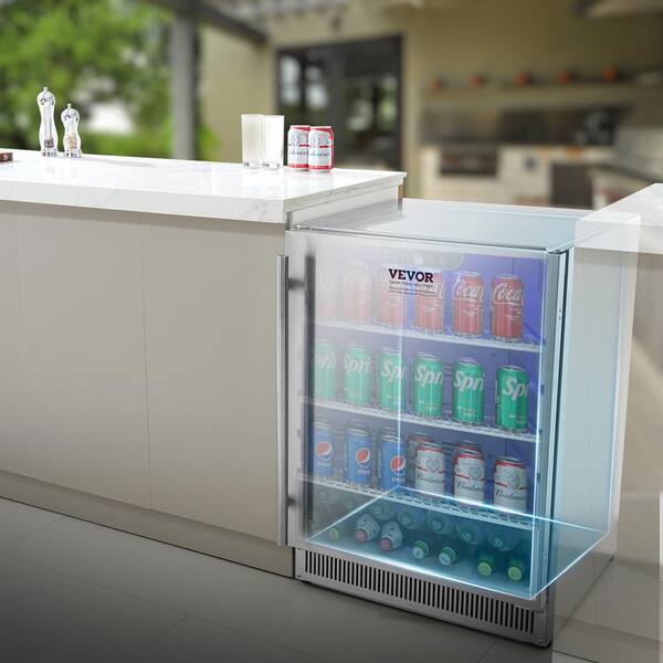 VEVOR 24 in. Indoor Outdoor Beverage Refrigerator 185 qt. Under Counter or Freestanding Beverage Fridge Sliver HWBX24YCBXGSQ3AYZV1 0702 The Home Depot