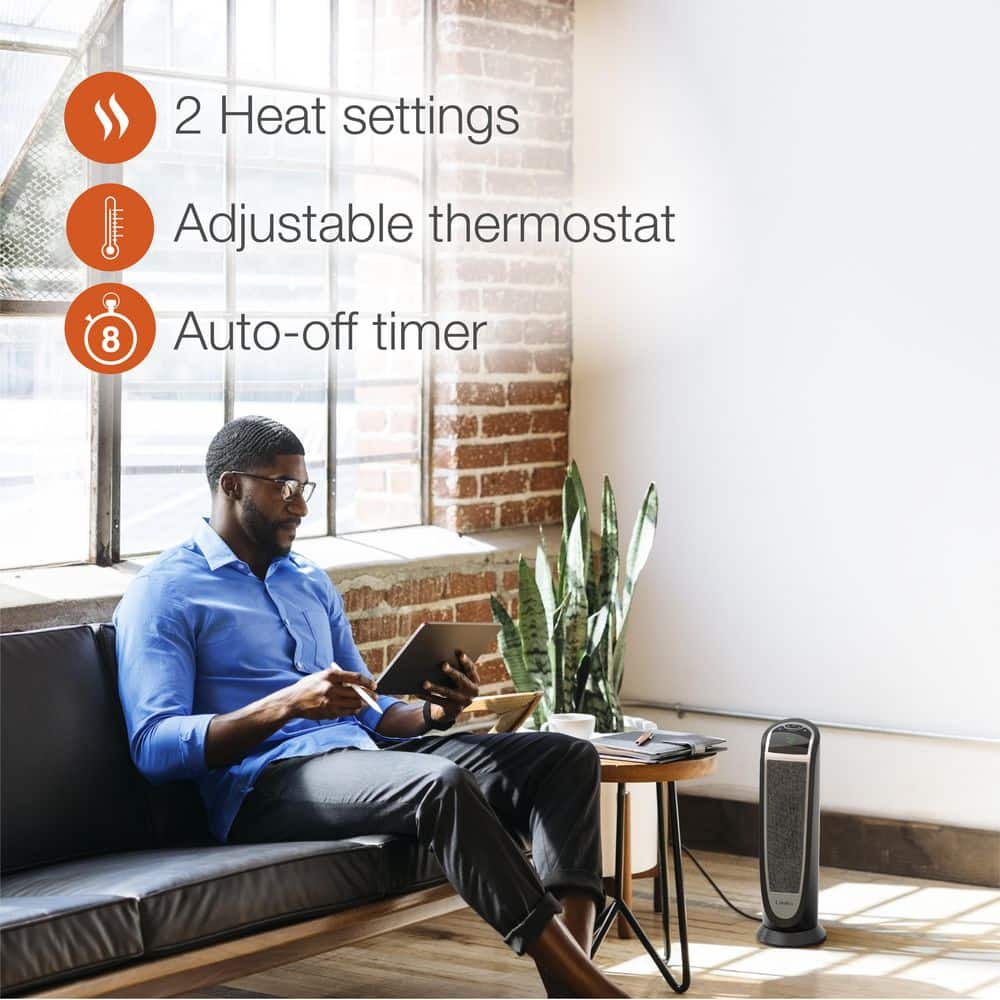 Lasko 23" Black Ceramic Electric Tower Heater with Remote