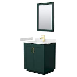 Miranda 30 in. W x 22 in. D x 33.75 in. H Single Sink Bath Vanity in Green with Carrara Cultured Marble Top and Mirror