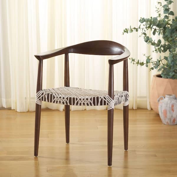SAFAVIEH Bandelier Brown/White Woven Arm Chair