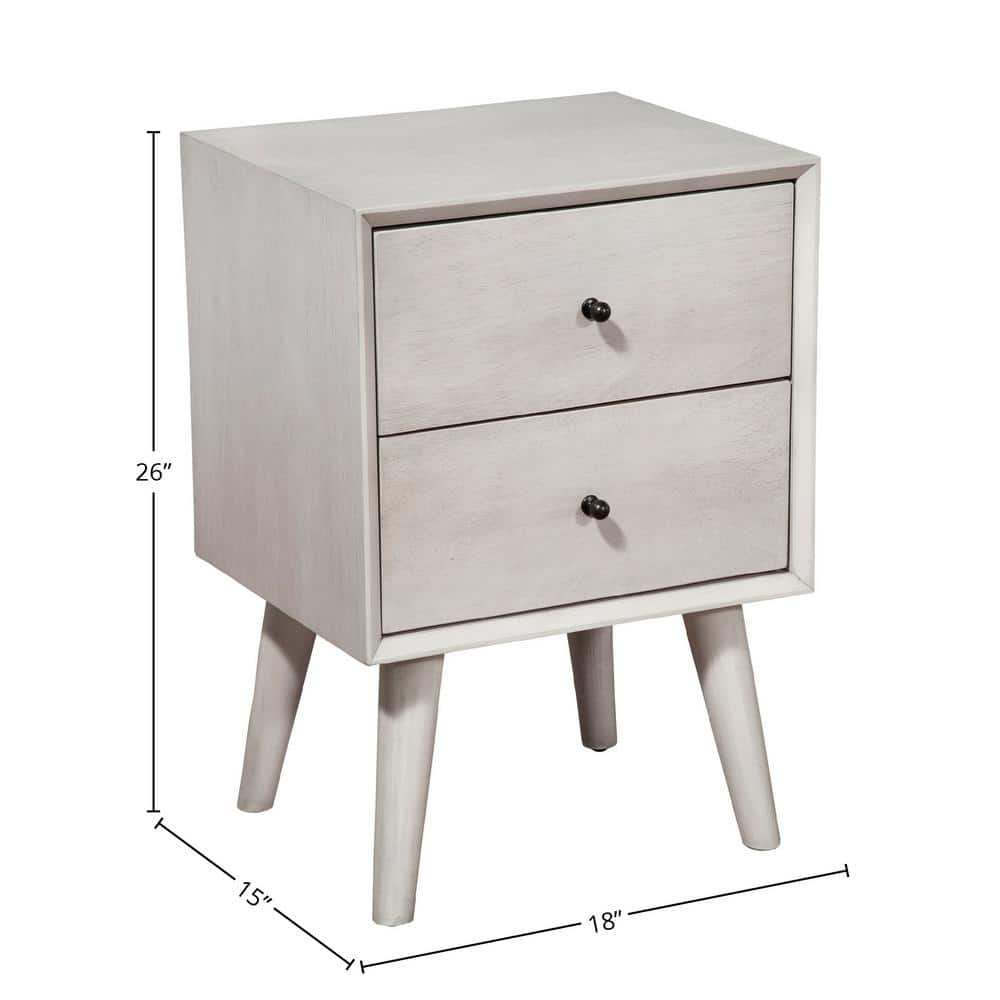 Transitional Gray Mahogany 2-Drawer Nightstand