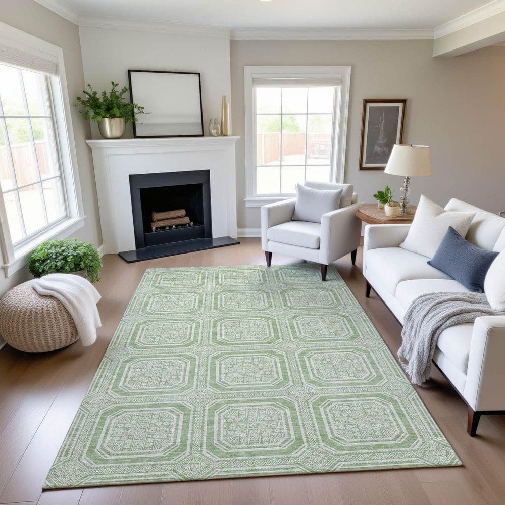 Mayfield Premium Machine Washable Abstract AMF1451 Mint 3 ft. x 4 ft. Area Rug price history on PriceWatchPro