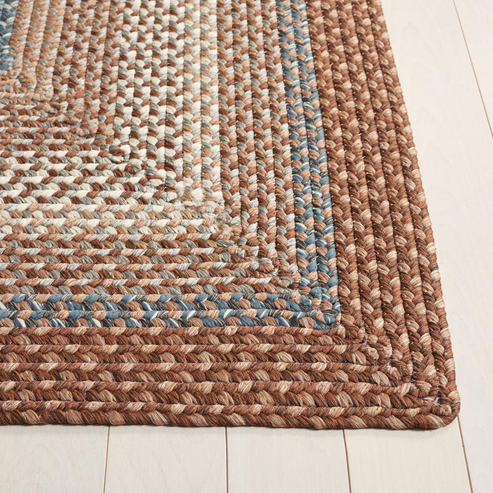 Ivory and Brown Braided Reversible Synthetic Area Rug