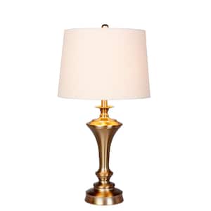 30 in. Plated Antique Gold Urn with Pedestal Base Metal Table Lamp
