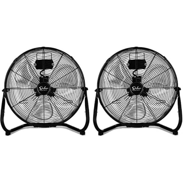 Adrinfly 20 in. 3 fan speeds High-Torque Floor Fan in Black with Built-In Carry Handle, High Velocity & Heavy Duty Metal (2-Pack)