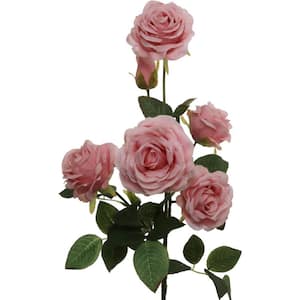 27 in. Mauve Pink Indoor/Outdoor Artificial Rose Flower Silk Sprays (Set of 12) Floral Home by Artificial Flowers