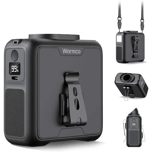 1.58 in. 4-Speeds Personal Fan in Black, 10000mAh Rechargeable Clip-On Belt Fan with LED Light, 16000 RPM