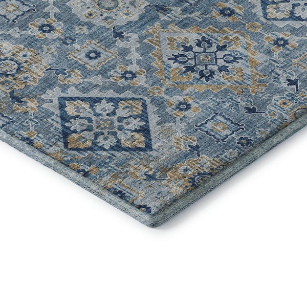 Mayfield Premium Machine Washable Abstract AMF1998 Denim 5 ft. x 7 ft. 6 in. Area Rug