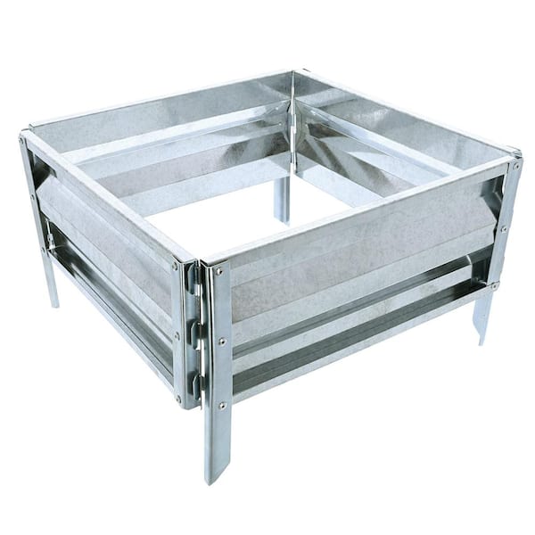 Pure Garden 13.5 in. x 14.25 in. Silver Raised Garden Bed