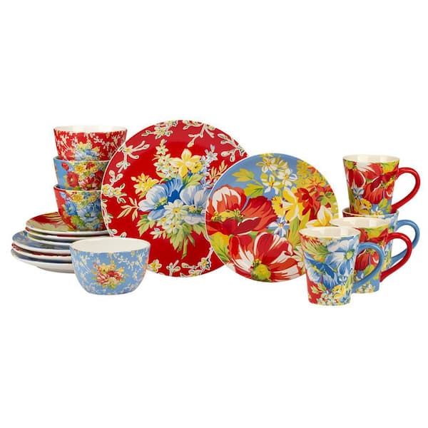 Certified International Blossom 16-Piece Multi-Colored Earthenware ...