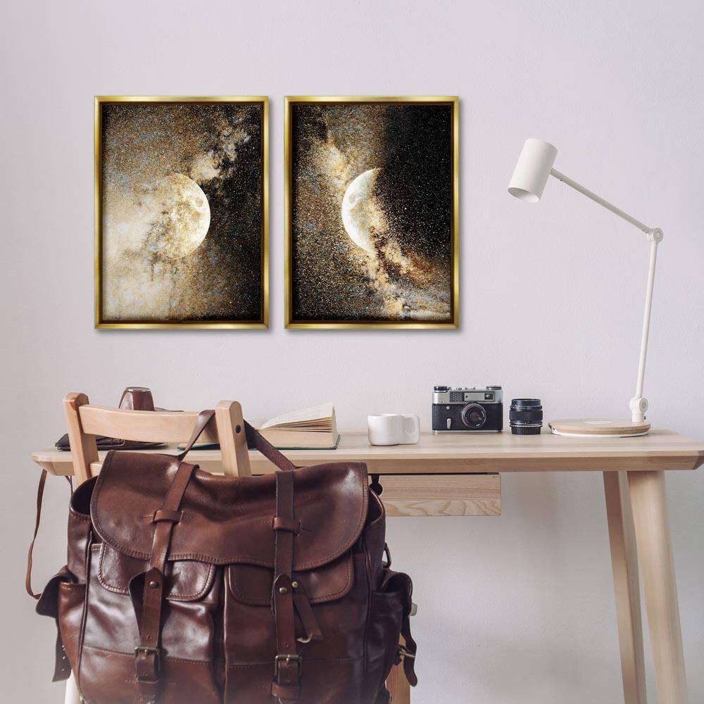 Moons with Starry Nebulas by Gemma Bardot 2 Piece Gold Floater Frame Abstract Graphic Art Print 25 in. x 17 in. price history on PriceWatchPro