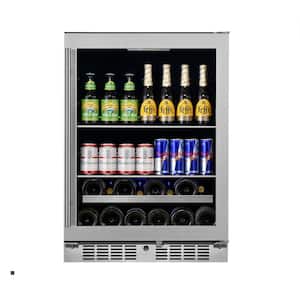 Transcend 24 in. 84-Can and 13-Bottle Seamless Stainless Steel Single Door Single Zone Built-In Beverage and Wine Cooler