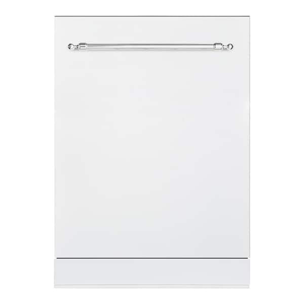 Hallman Classico 24 in. Dishwasher with Stainless Steel Metal Spray Arms in Color White with Classico Chrome handle