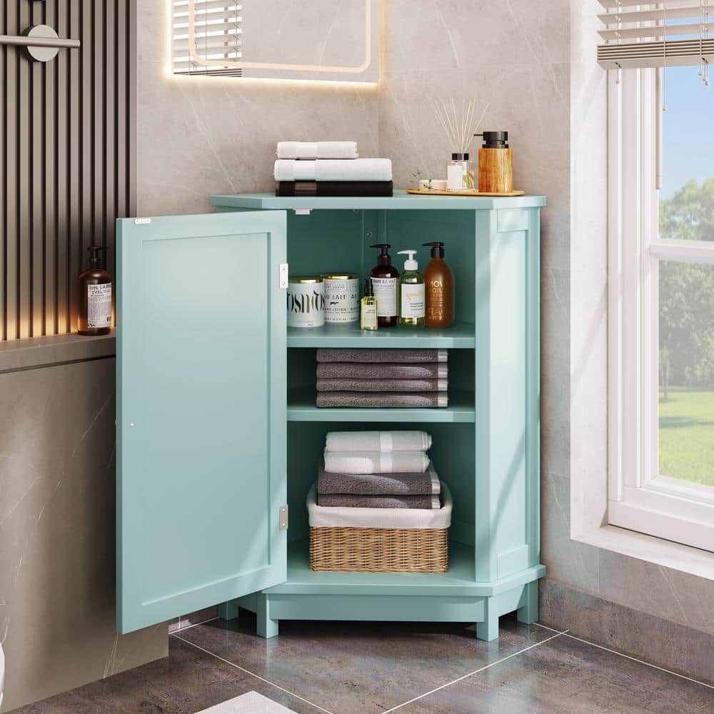24.72 in. W x 17.5 in. D x 31 in. H Green Freestanding Corner Bathroom Line