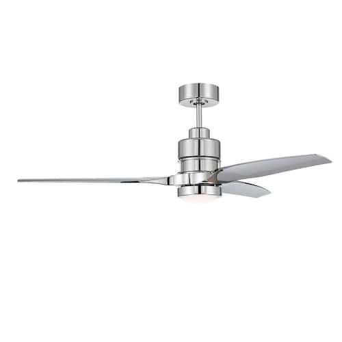 Sonnet Wi-Fi 52 in. Indoor Brushed Polished Nickel Smart Ceiling Fan w/ Wi-Fi Enabled Remote & Integrated LED Light Lighting