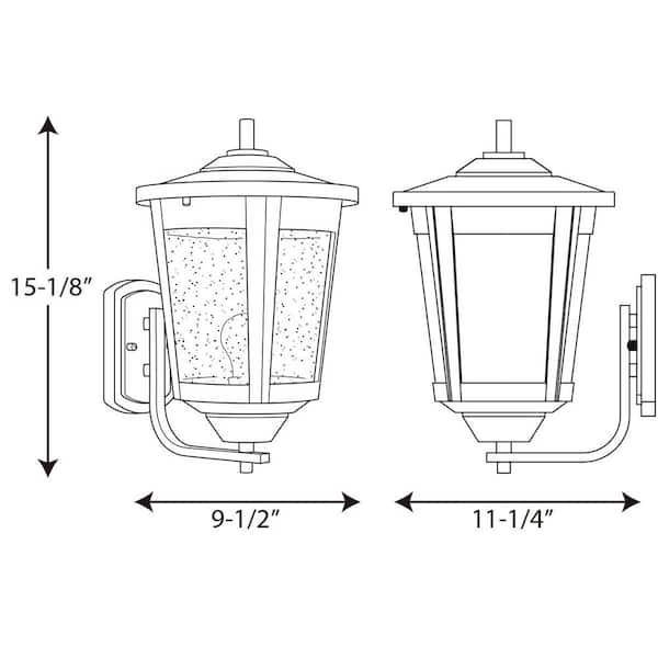 East Haven Collection 1-Light Antique Bronze Clear Seeded Glass Transitional Outdoor Large Wall Lantern Light