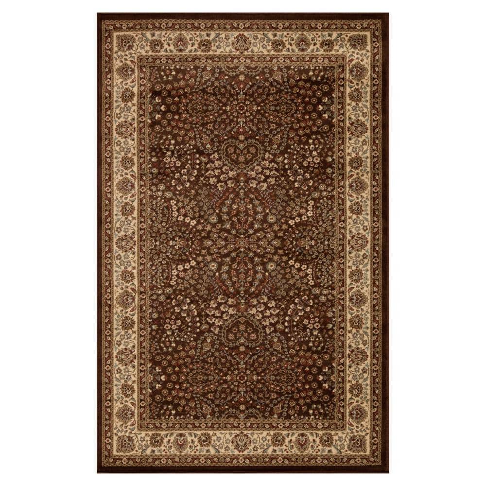 Handmade Mocha Floral Synthetic Stain-Resistant Area Rug 8x10 ft
