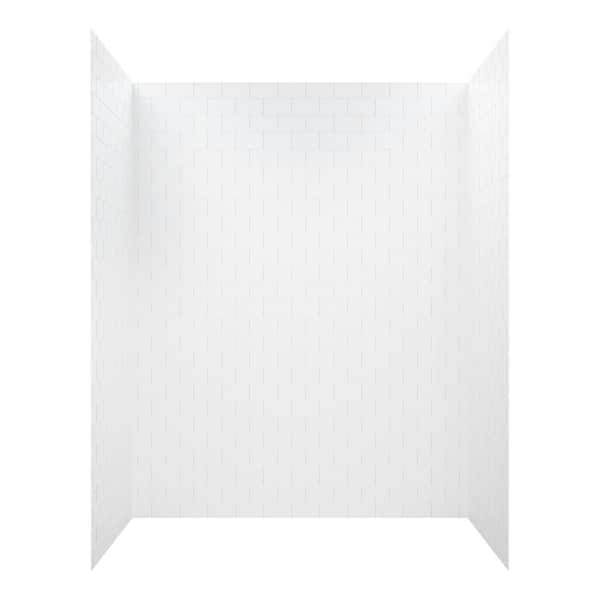 JETCOAT 32 in. x 60 in. x 78 in. 5-Piece Easy-up Adhesive Alcove Shower Surround in White Subway