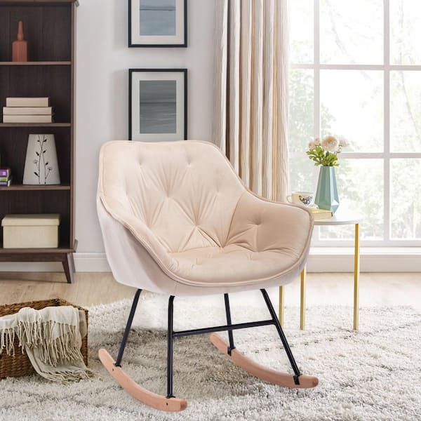 blush velvet rocking chair