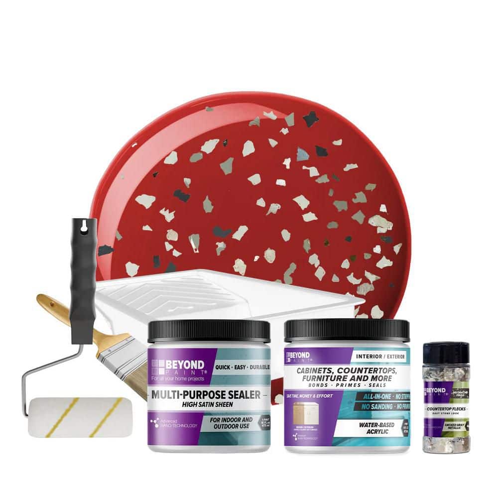 BEYOND PAINT Poppy Countertop Kit and Smoked Gray Flecks