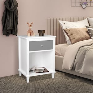 Gray 1 Drawer 19.7 in W Nightstand with One Open Shelf